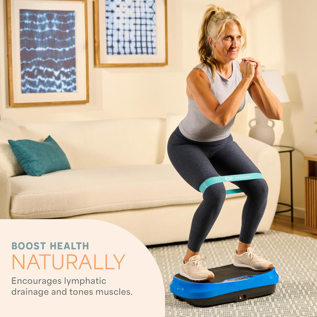 Lifepro Waver Mini Vibration Plate for Lymphatic Drainage ¨C Whole Body Vibrating Platform Exercise Machine for Muscle Toning Recovery with Remote Resistance Bands, Max Load 260 lb