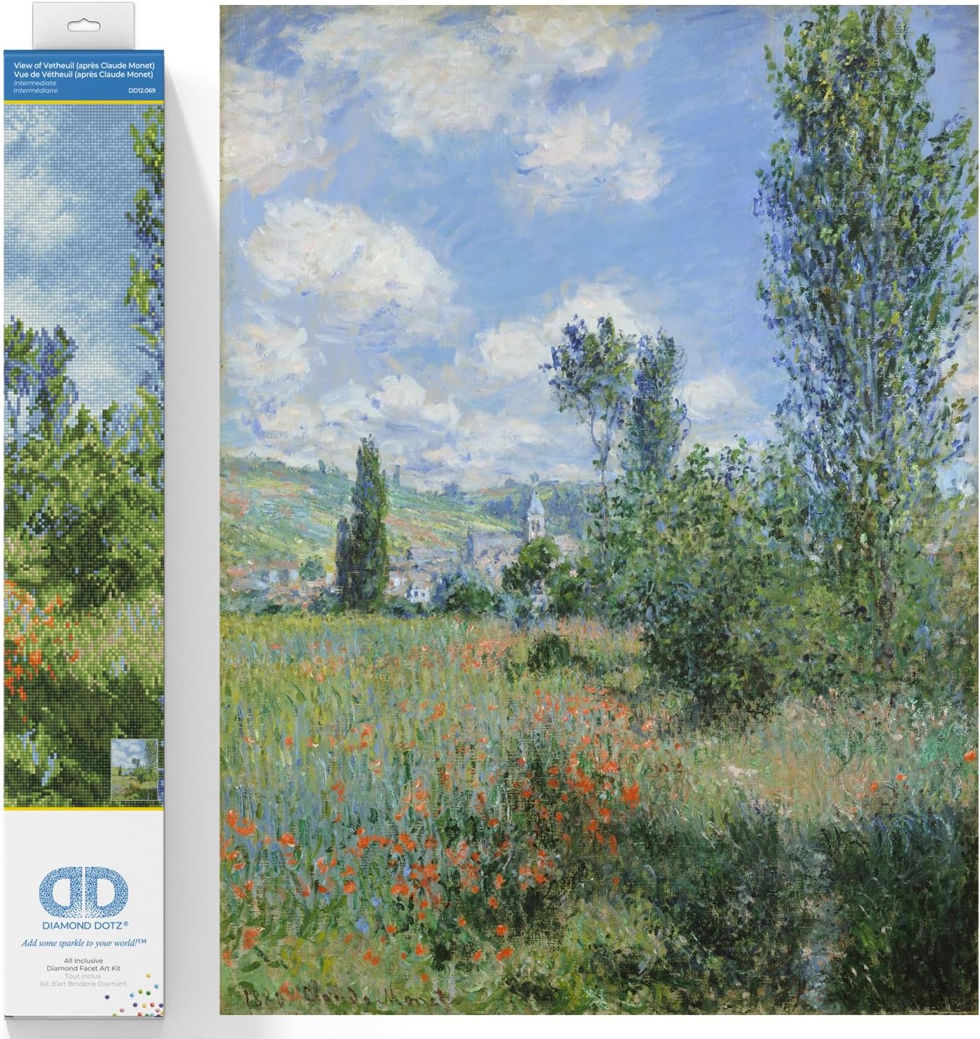 DIAMON DOT Vie o Vetheui (Apre Claud Monet Landscap Diamon Paintin Kit fo Adult Diamon Ar Kit Relaxin Creativ Craf Ki wit Dot Gem 26inchx19.7inch