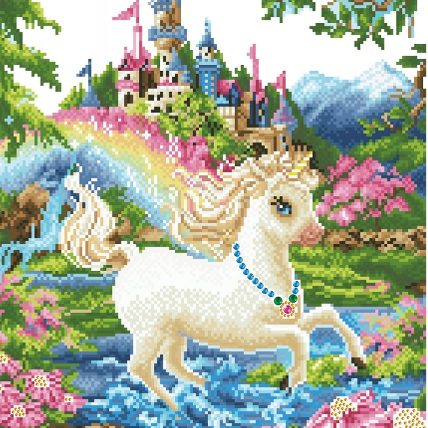 DIAMON DOT Princes Unicor Magica Diamon Paintin Kit fo Adult Diamon Ar Kit Relaxin Creativ Craf Ki wit Dot Gem 20.1inchx16.1inch