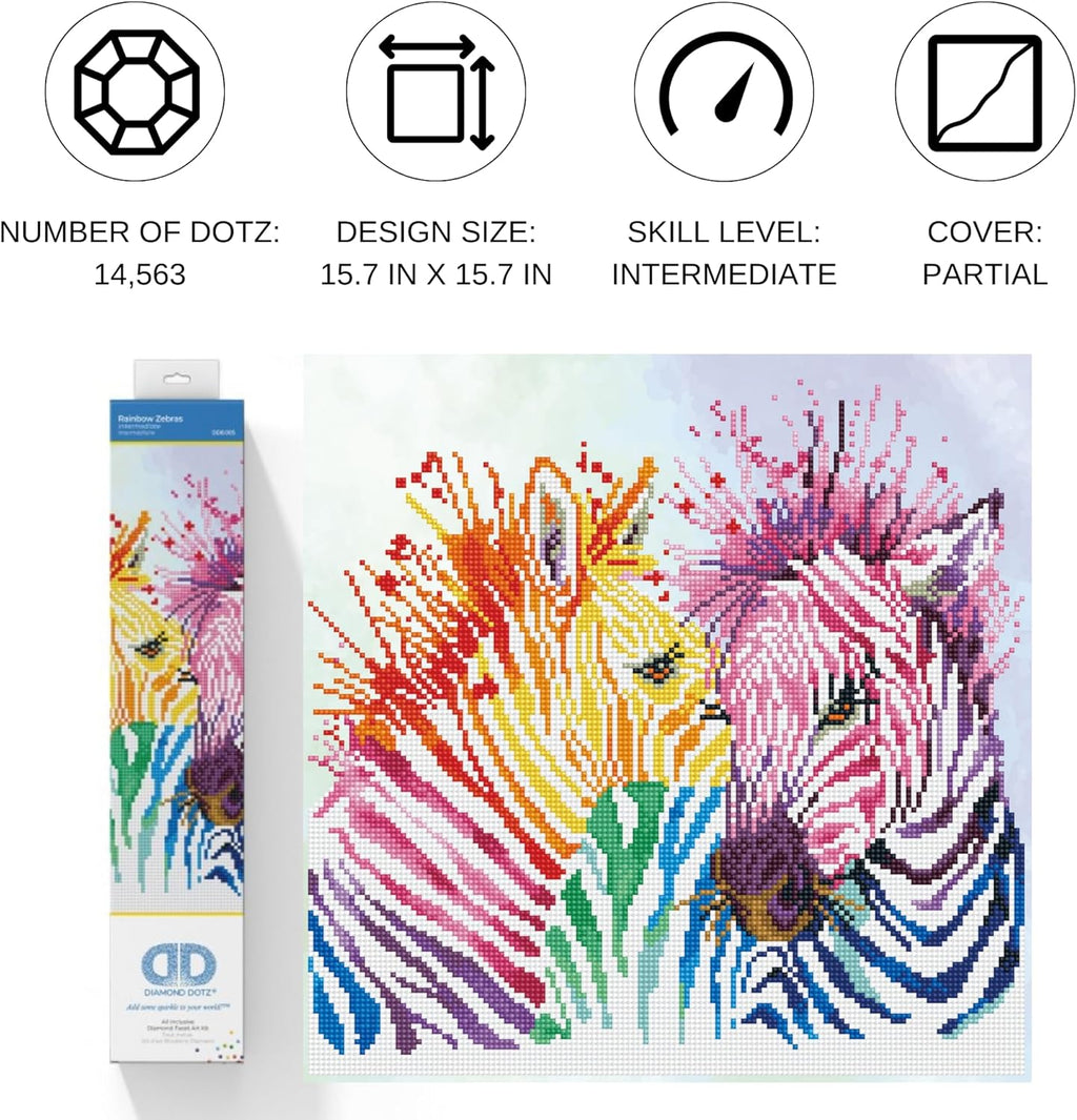 DIAMON DOT Rainbo Zebra Diamon Paintin Kit fo Adult Diamon Ar Kit Relaxin Creativ Craf Ki wit Dot Gem 15.7x15.7