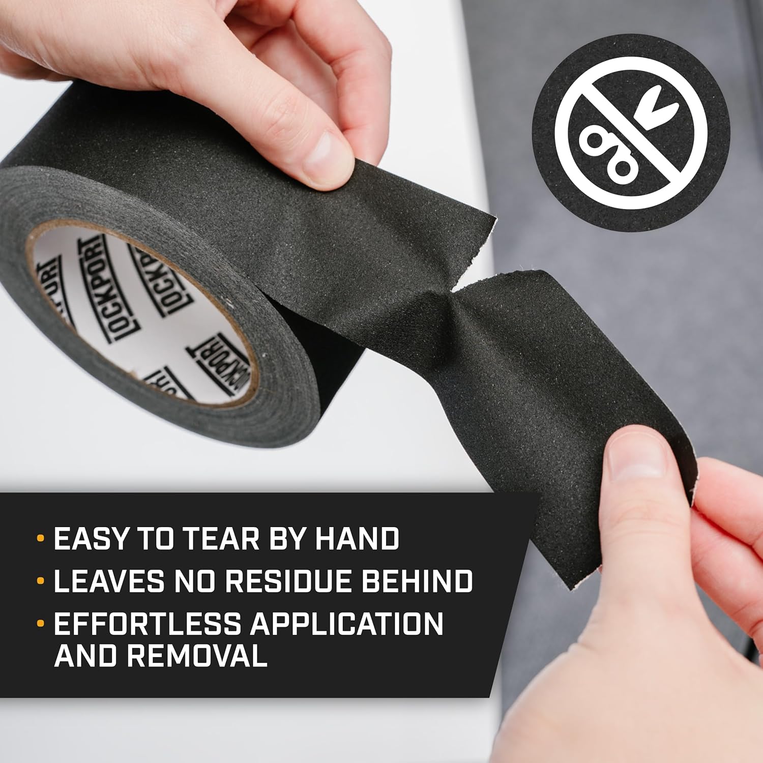 Lockport Black Gaffers Tape 2 inch x 45 Yards - Pro Black Gaff Tape - No Residue, Water Resistant, Non-Reflective, Easy Tear - Multipurpose