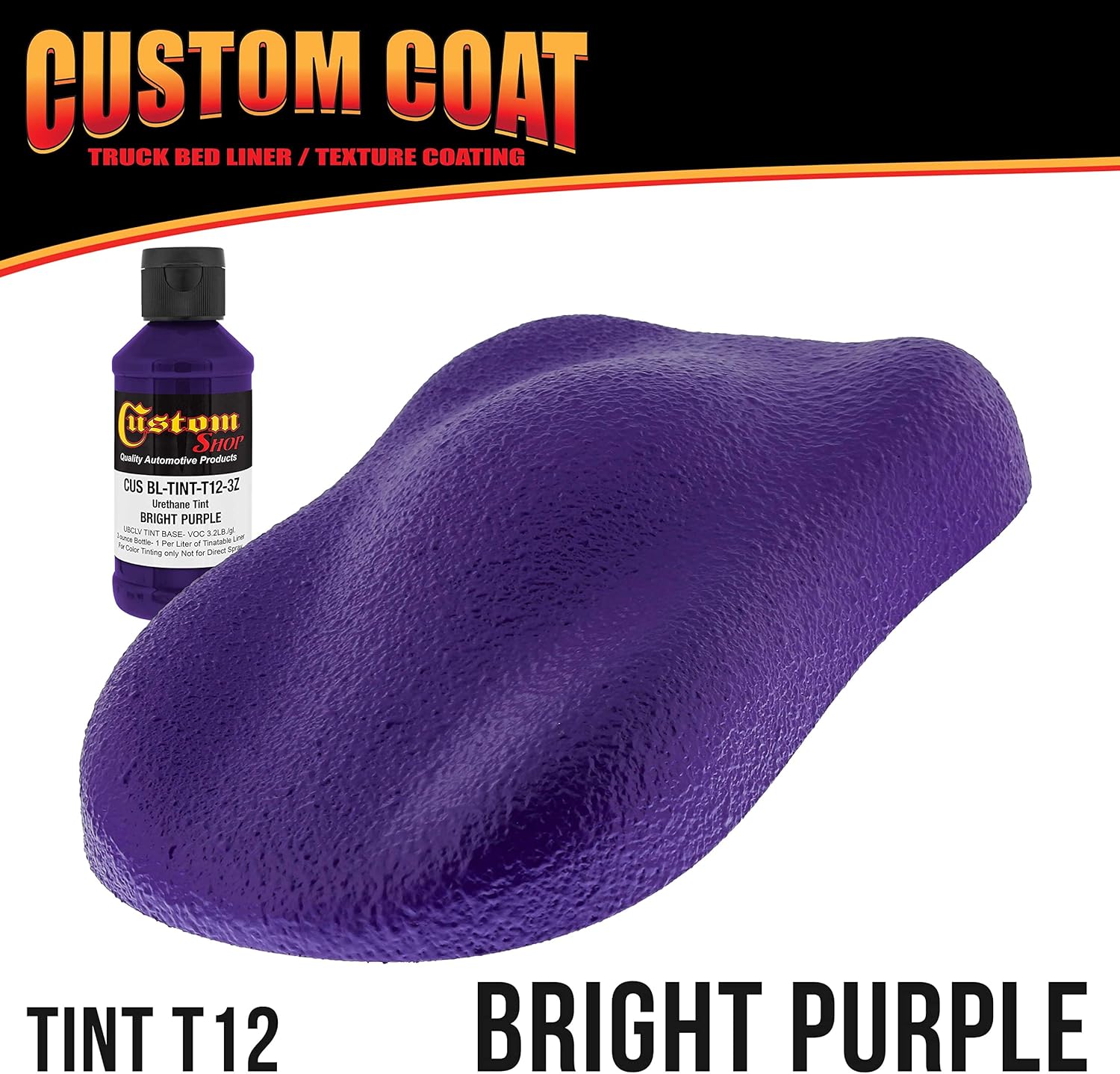 Custom Coat Bright Purple 1 Gallon Urethane Spray-On Truck Bed Liner Kit with Spray Gun and Regulator - Easy Mixing, Shake, Shoot It - Durable Textured Protective Coating, Prevent Rust - Car, Auto