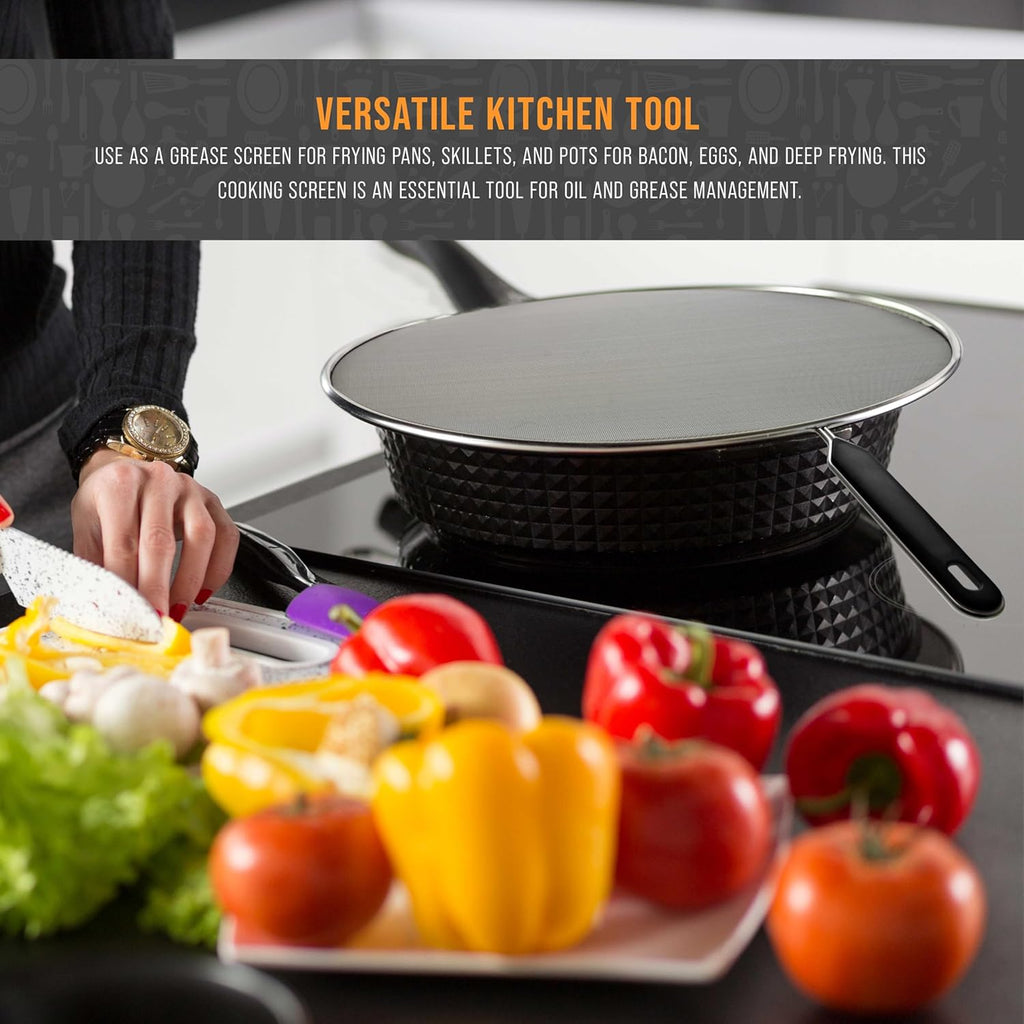 U.S. Kitchen Supply 4-Piece Stainless Steel Splatter Guard Set (13inch, 11.5inch, 10inch,8¡±) Fine Mesh Cover, Grease Oil, Splatter Screen for Frying Pan, Cooking Pots, with Comfort Grip Handles