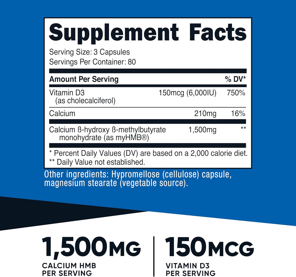 Nutricos HM (1500mg an Vitami D (600 IU Supplemen 24 Capsules 8 Serving Glute Fre an Non-GMO