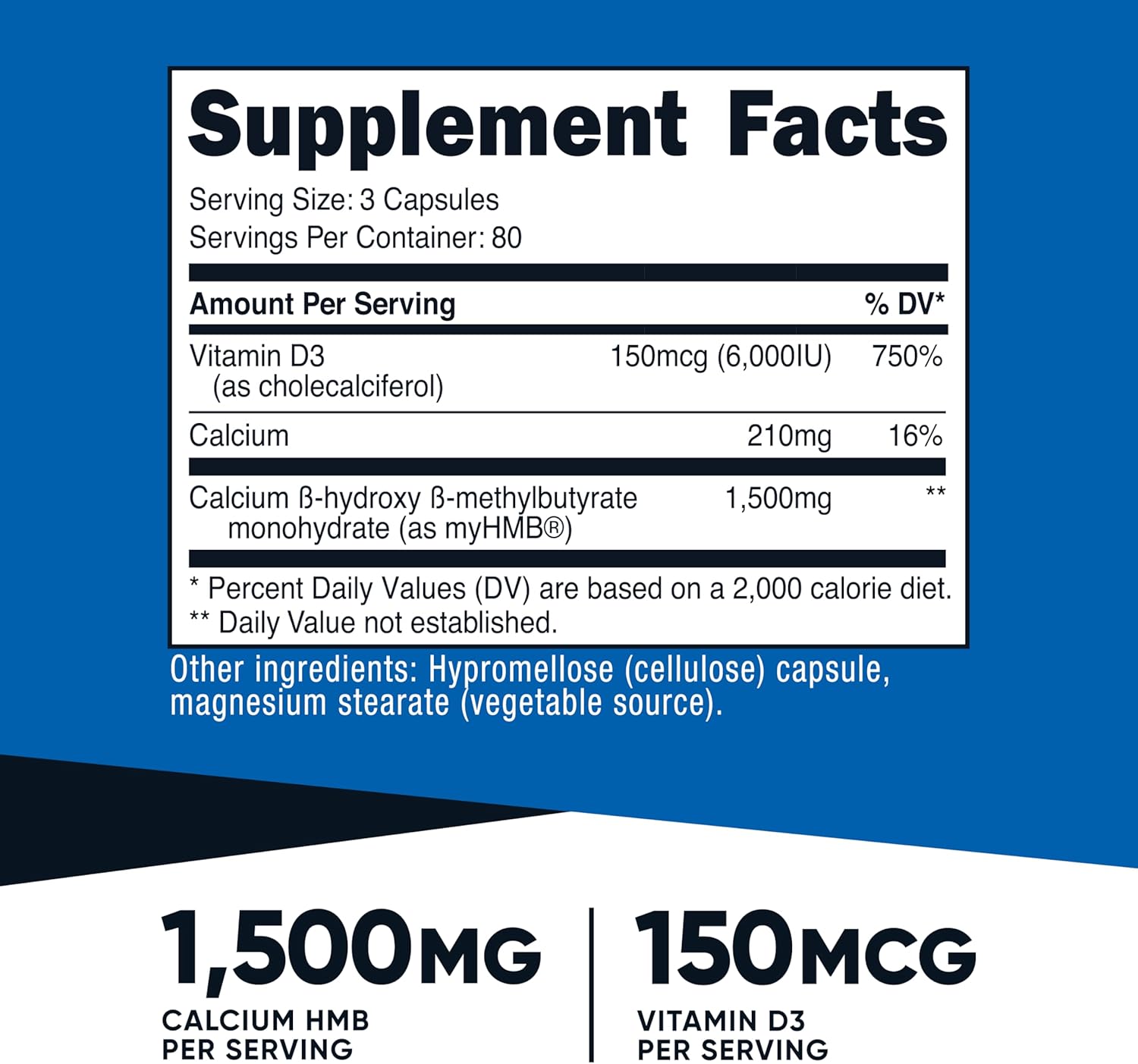 Nutricos HM (1500mg an Vitami D (600 IU Supplemen 24 Capsules 8 Serving Glute Fre an Non-GMO