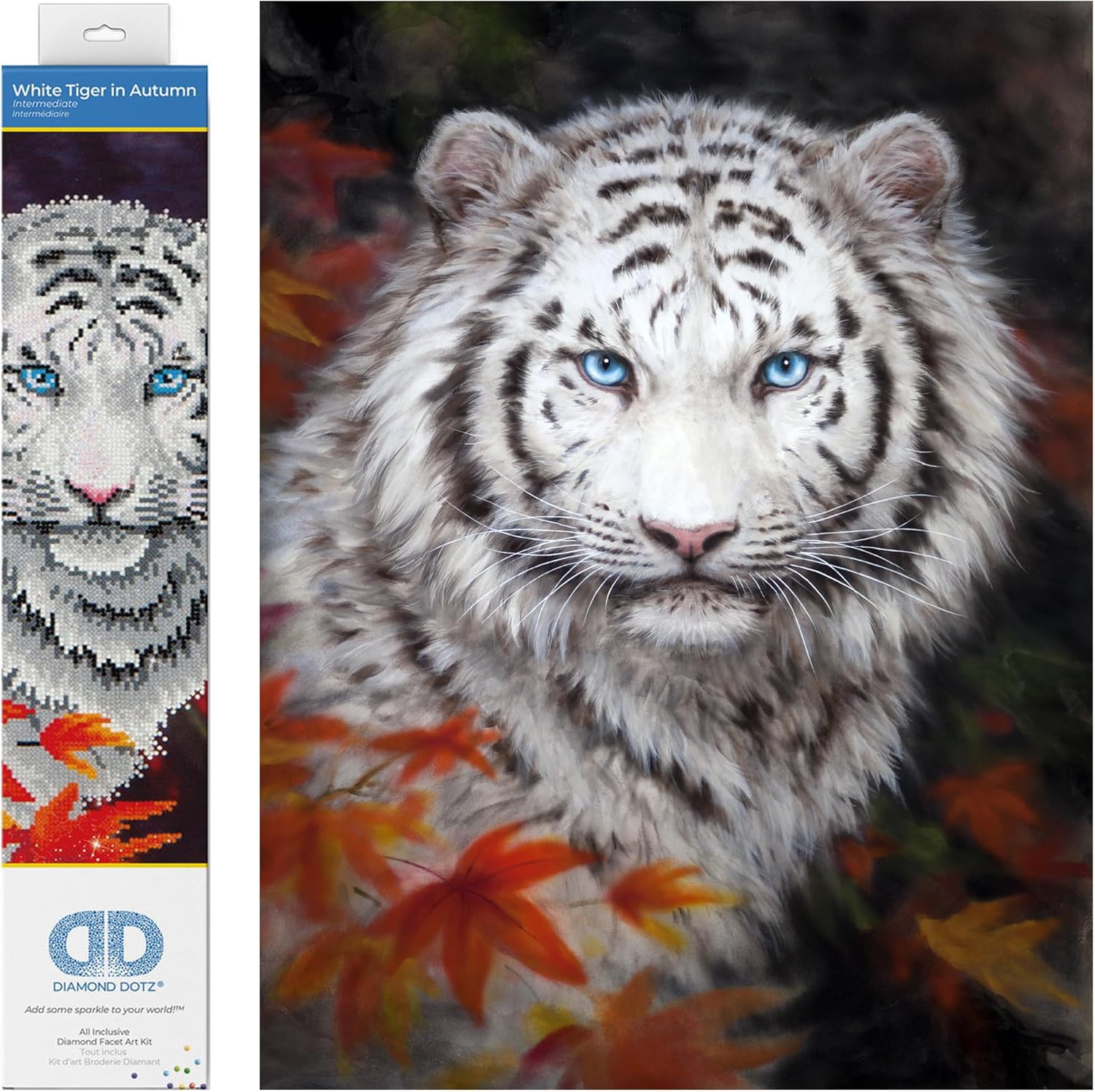 DIAMON DOT Whit Tige i Autum Anima Diamon Paintin Kit fo Adult Diamon Ar Kit Relaxin Creativ Craf Ki wit Dot Gem 18inchx14inch
