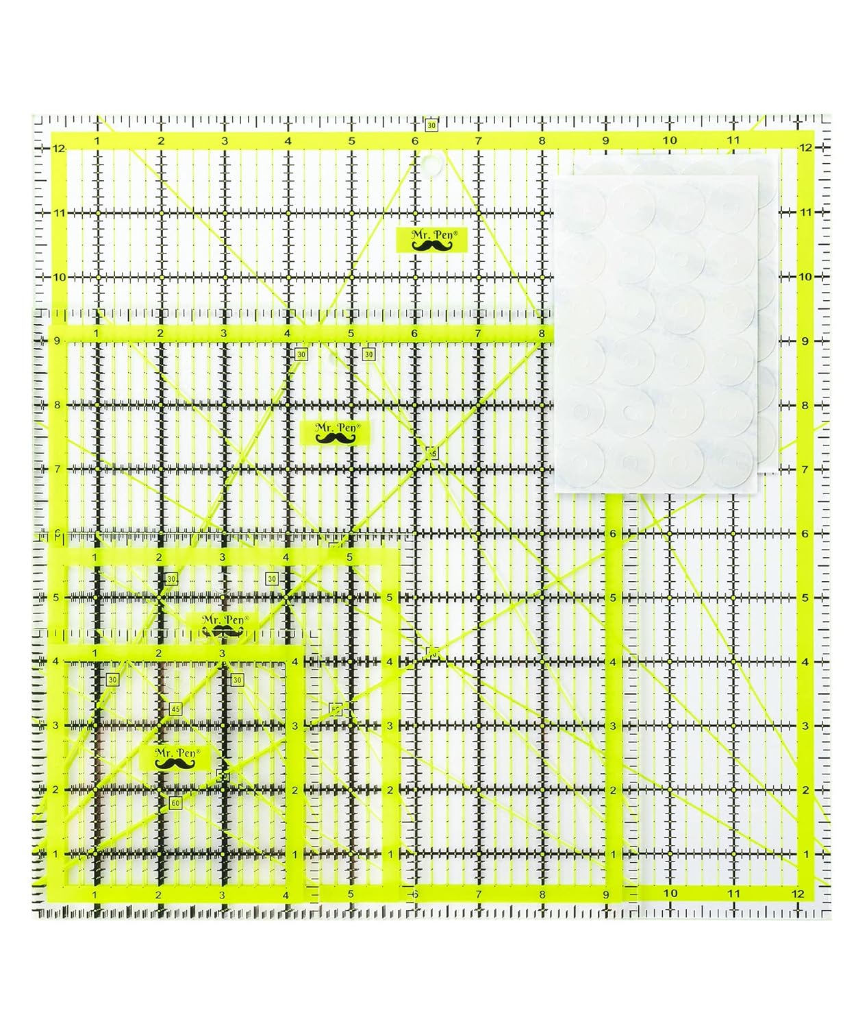 Quiltin Rule Set Pcs Size (4.5inchX4.5inch)-(6inchX6)-(9.5inchX9.5inch)-(12.5inchX12.5inch) Quiltin Squares Quil Ruler Ruler fo Quiltin an Sewing Clea Quiltin Ruler Quil Rulers Acryli Ruler
