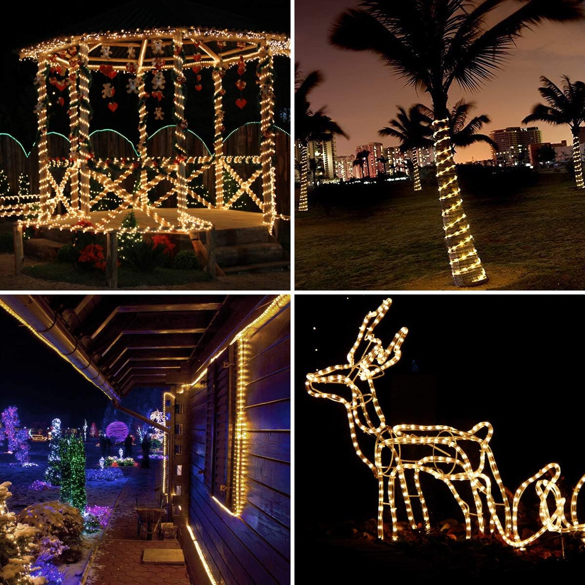 LE 33ft 240 LED Rope Lights Outdoor 24 Volts, 3/8 inch Clear Tube, Upgraded 2700K Warm White, Connectable (Up to 3 Sets), Not Dimmable, Waterproof String Lights for Patio Deck Railing Stair Landscape