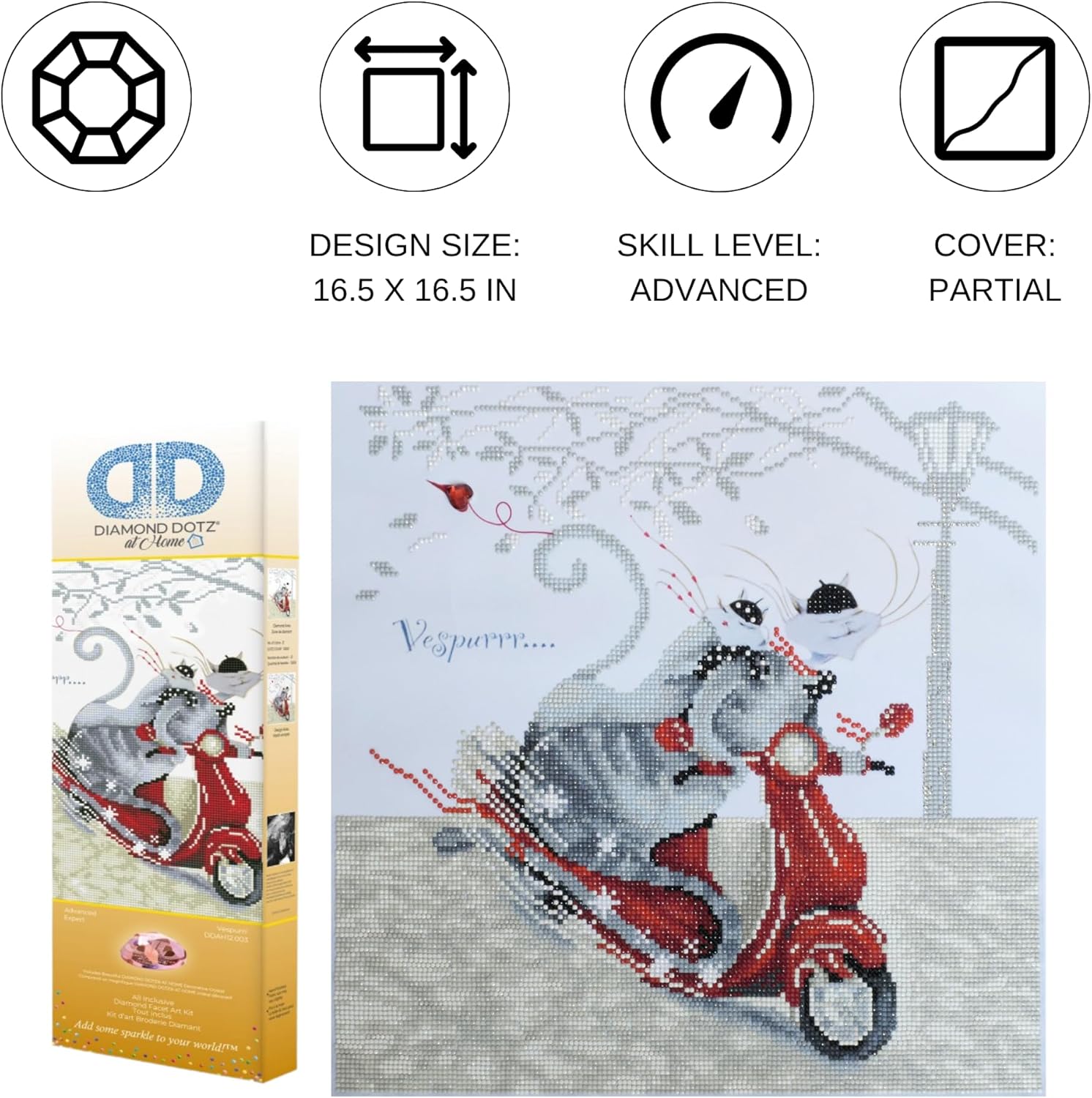 DIAMON DOT a Hom Vespurrr Partia Drill Roun Dotz Diamon Paintin Kits Diamon Ar Kit fo Adults Ge Art Diamon Art 16.5inchx16.5inch