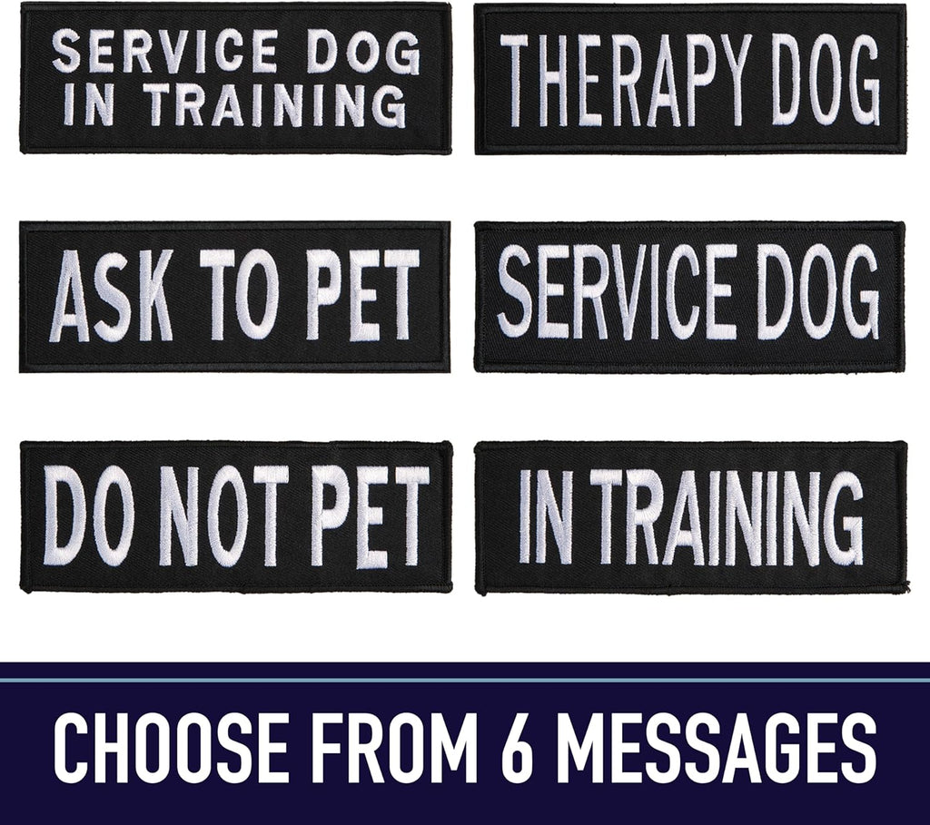Leash Boss Service Dog Patches for Harness | Velcro Patches for Dog Harness or Vest | Do Not Pet Patch, Dog in Training, Service Dog, Emotional Support | Removable Hook and Loop Embroidered Patches