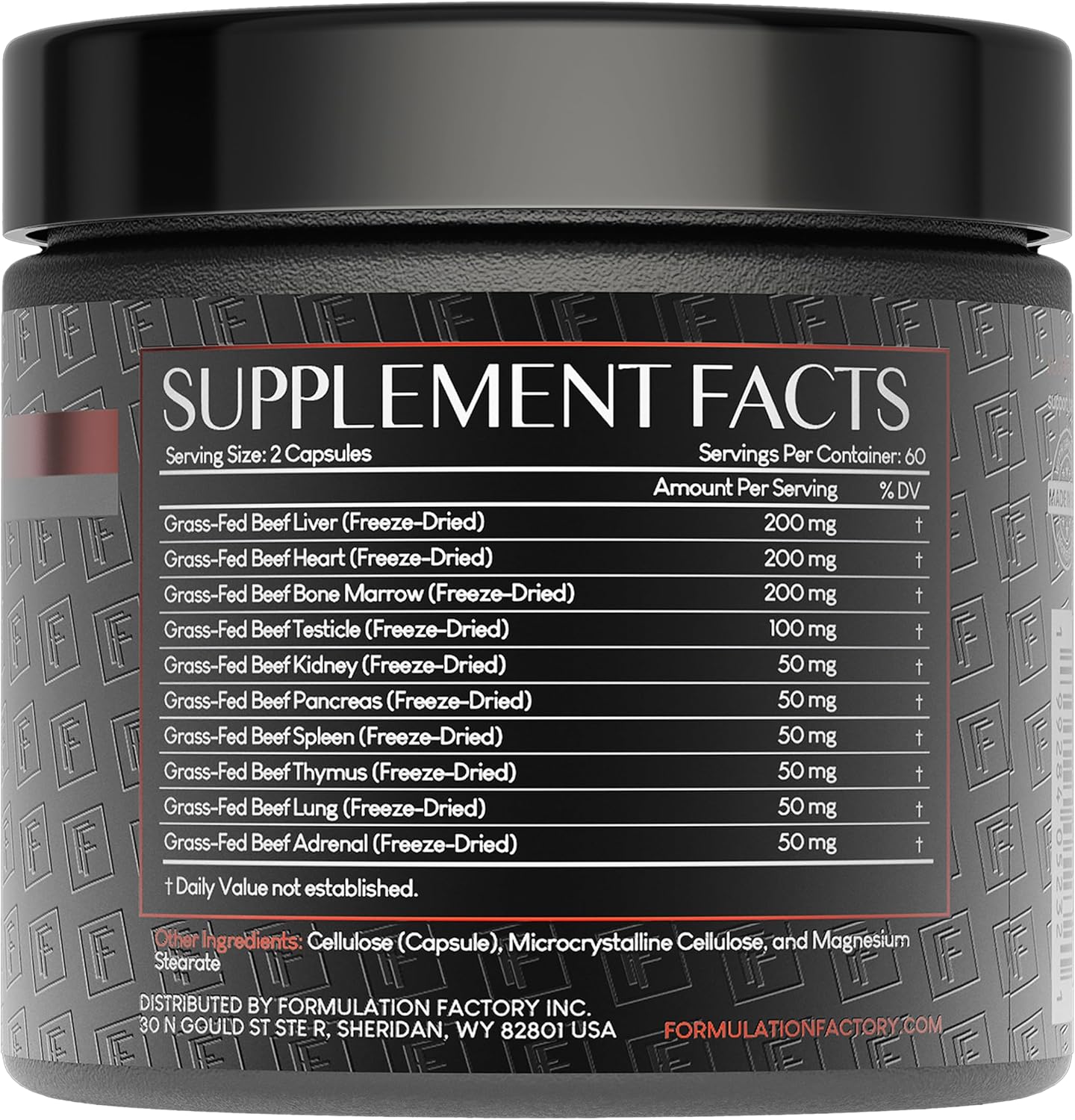 Formulation Factory Primal Power 10-in-1 Grass-Fed Organ Supplement with Beef Liver, Heart, Marrow, Testicle, Kidney, Supports Vitality, Hormones, Energy, Immunity (6 Month Supply, 360 Capsules)
