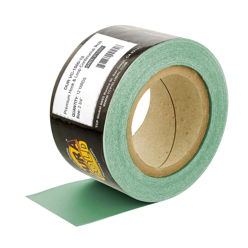 Dura-Gold Premium - 1500 Grit Green Film - Hook & Loop Backing Longboard Continuous Sandpaper Roll, 2-3/4inch Wide, 12 Yards Long - For Automotive Detailing, Fine Color Sanding, Long Board Sander Blocks