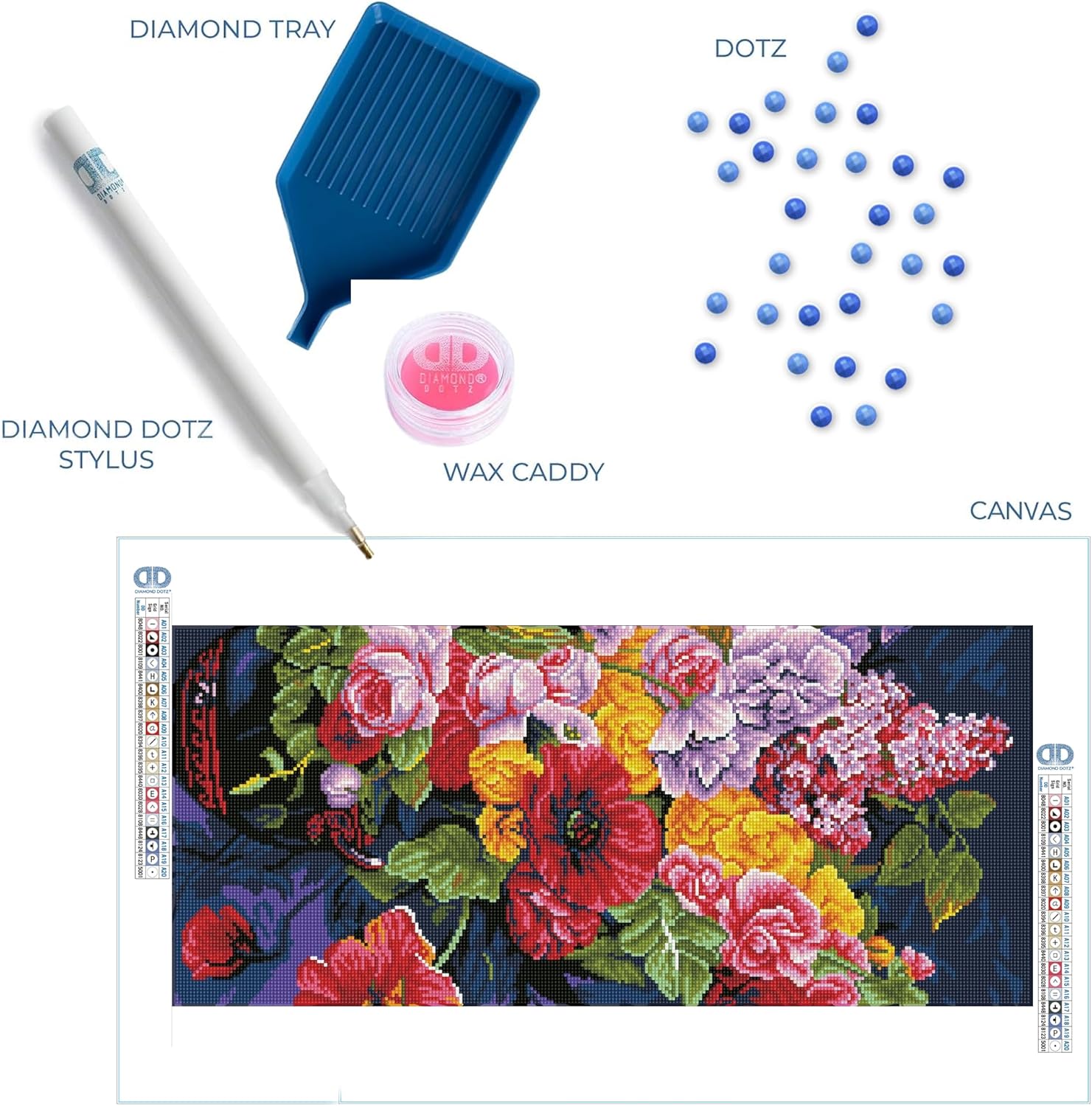 DIAMON DOT Romanti Bouque Ar Kit Intermediat Leve Diamon Paintin fo Adults 12x1 inches