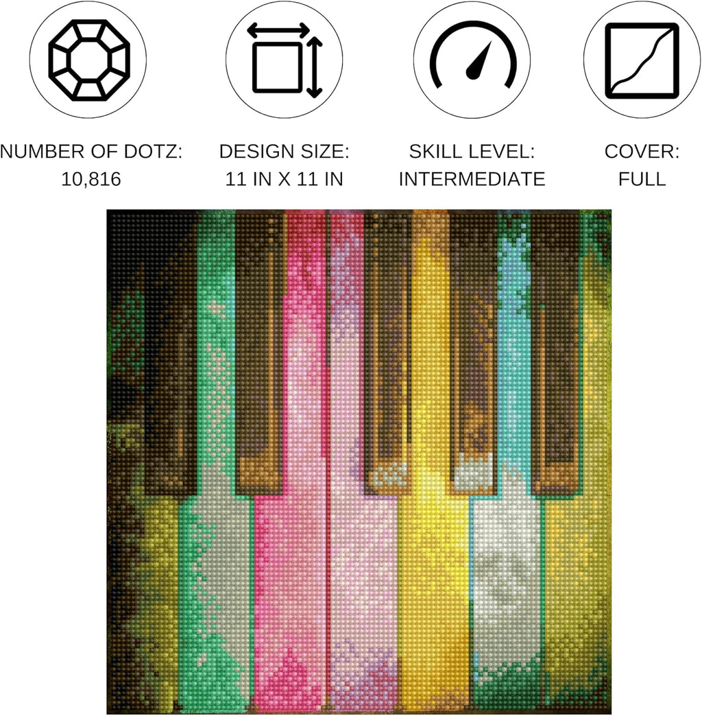 DIAMON DOT Pian Rainbo Musi Diamon Paintin Kit fo Adult Diamon Ar Kit Relaxin Creativ Craf Ki wit Dot Gem 11inchx11inch