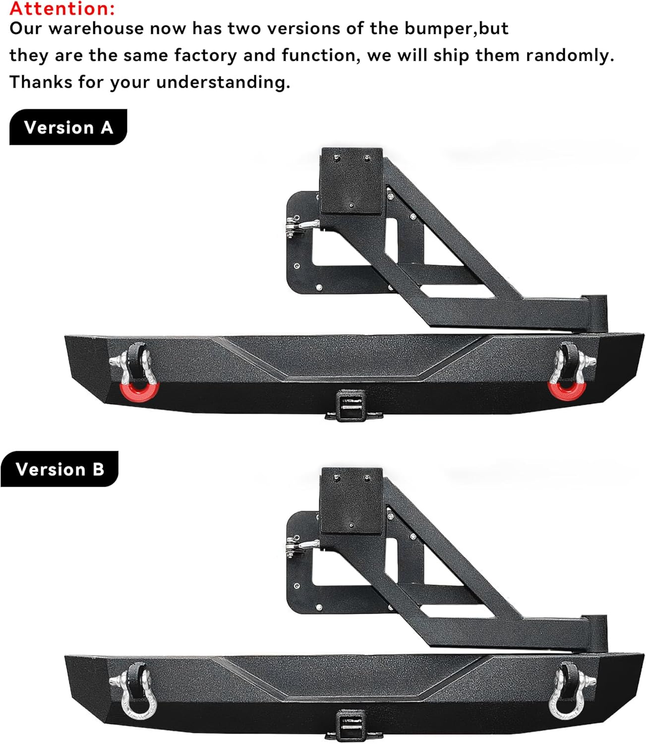 LEDKINGDOMUS Rear Bumper with Tire Carrier and 2inch Hitch Receiver Compatible with 07-18 Wrangler JK JKU Rubicon Sahara Sports Model Offroad Rock Crawler Bumper Textured Black