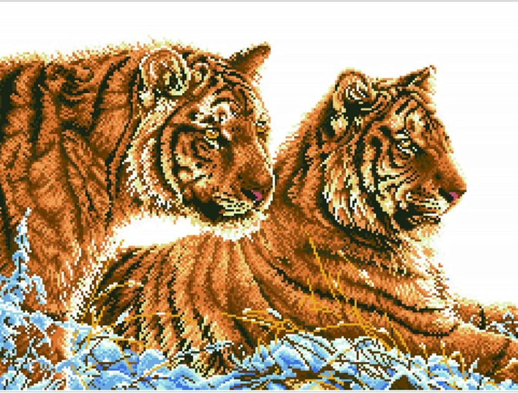 DIAMON DOT Tiger i Th Sno Anima Diamon Paintin Kit fo Adult Diamon Ar Kit Relaxin Creativ Craf Ki wit Dot Gem 20.5inchx28.3inch