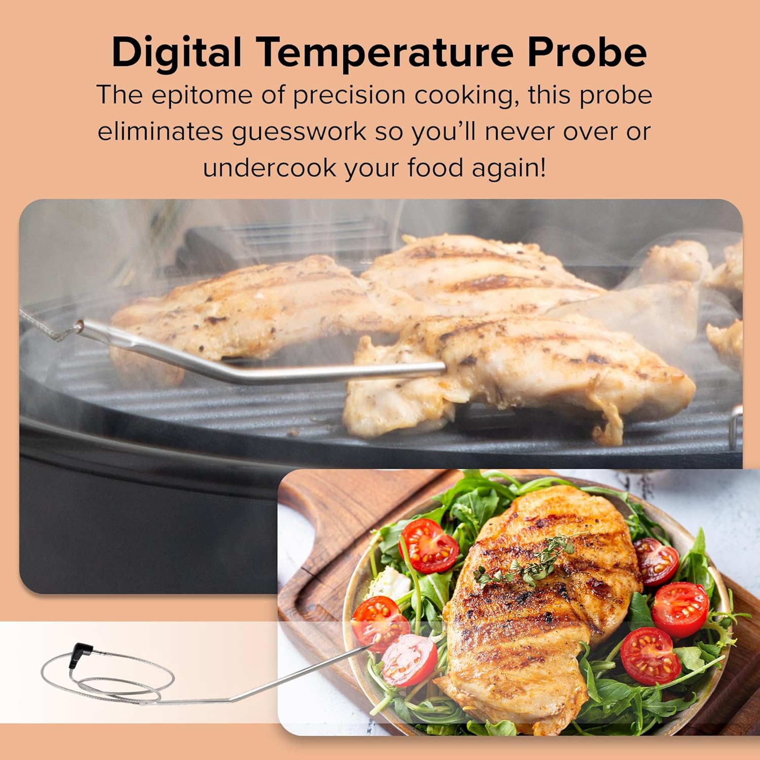 Nuwav Infra-Re Prim Gril Oven Integrate Smar Thermometer Nonstic Gril Botto Convectio To fo Surroun Cooking Coo Fres o Frozen Durabl Powe Dom Included