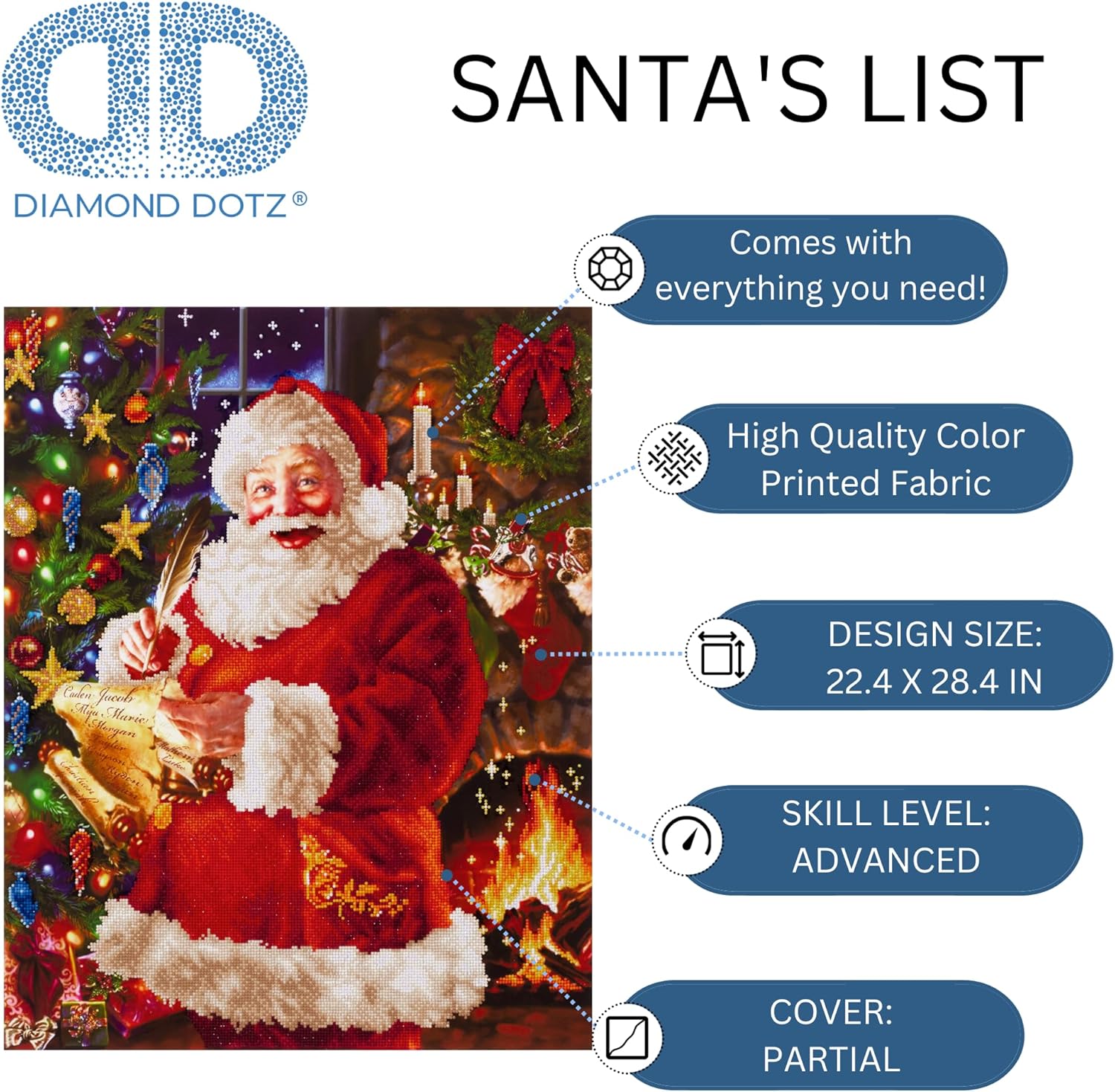 DIAMON DOT Santa' Lis Diamon Paintin Kit fo Adult Diamon Ar Kit Relaxin Creativ Craf Ki wit Dot Gems