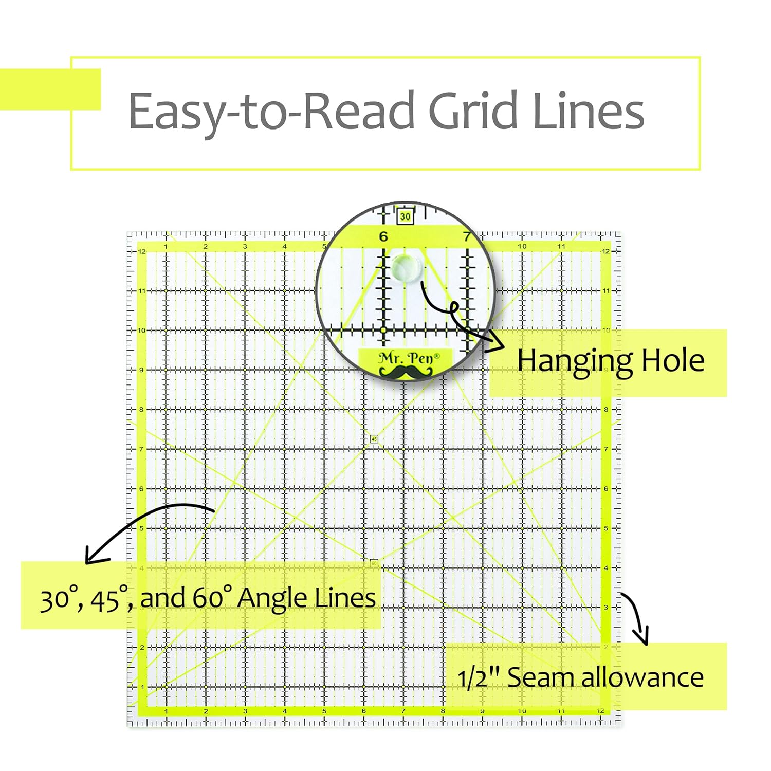 Quiltin Rule Set Pcs Size (4.5inchX4.5inch)-(6inchX6)-(9.5inchX9.5inch)-(12.5inchX12.5inch) Quiltin Squares Quil Ruler Ruler fo Quiltin an Sewing Clea Quiltin Ruler Quil Rulers Acryli Ruler