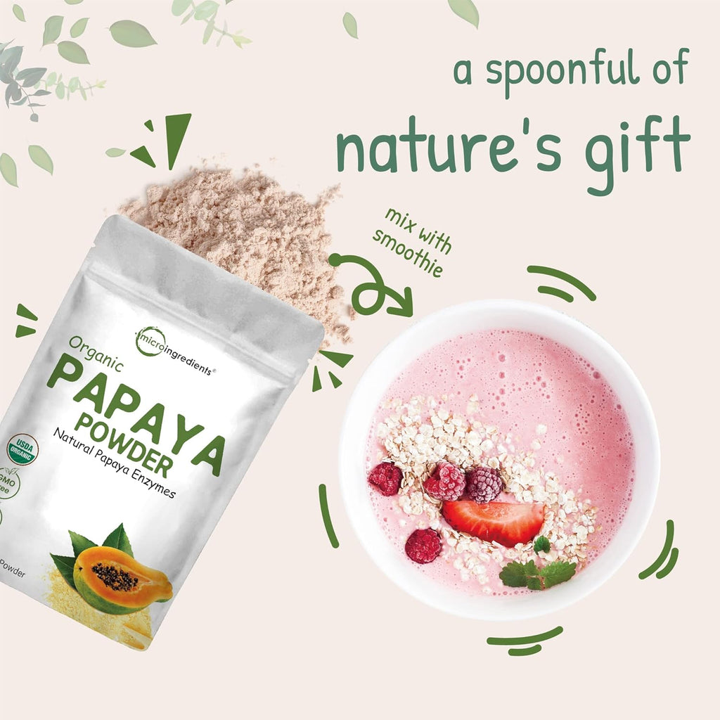 Organi Papay Powder 8o 100 Natura Frui Powde Freeze-Drie Papaya Sourc N Suga Additive Grea Flavo fo Drinks Smoothie Beverage Non-GM Vega Friendly