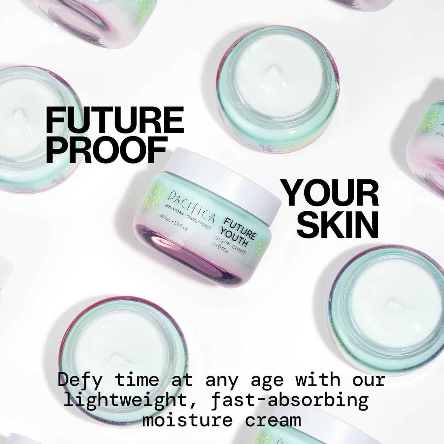 Pacifica Future Youth Super Cream ¨C Daily Anti-Aging Moisturizer for All Skin Types, Lightweight Hydration with Advanced Peptides & Antioxidants, Improves Firmness & Elasticity, Vegan & Clean Beauty