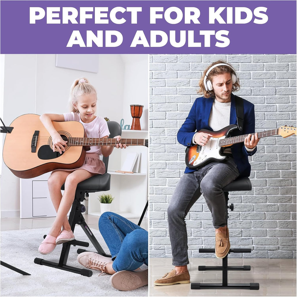 Liqui Stand Guita Stoo Adjustabl Stoo Standar Musicia Dru Thron wit Backres Guita Sea Dru Seat Musicia Chair Chai fo Adults Kids Drumme an Guitarist