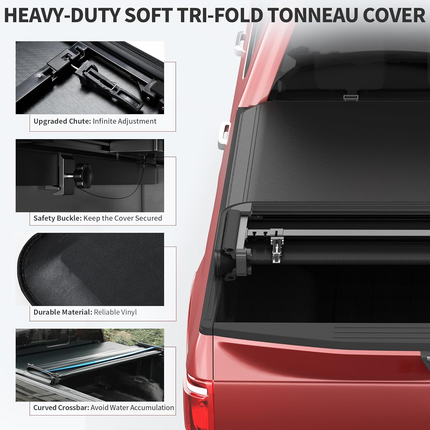 Soft Quad Fold Truck Bed Tonneau Cover Fits for Dodge Ram 1500 Classic 2002-2023, Fits for Dodge Ram 2500 3500 2003-2025 8 Ft Bed w/o Rambox