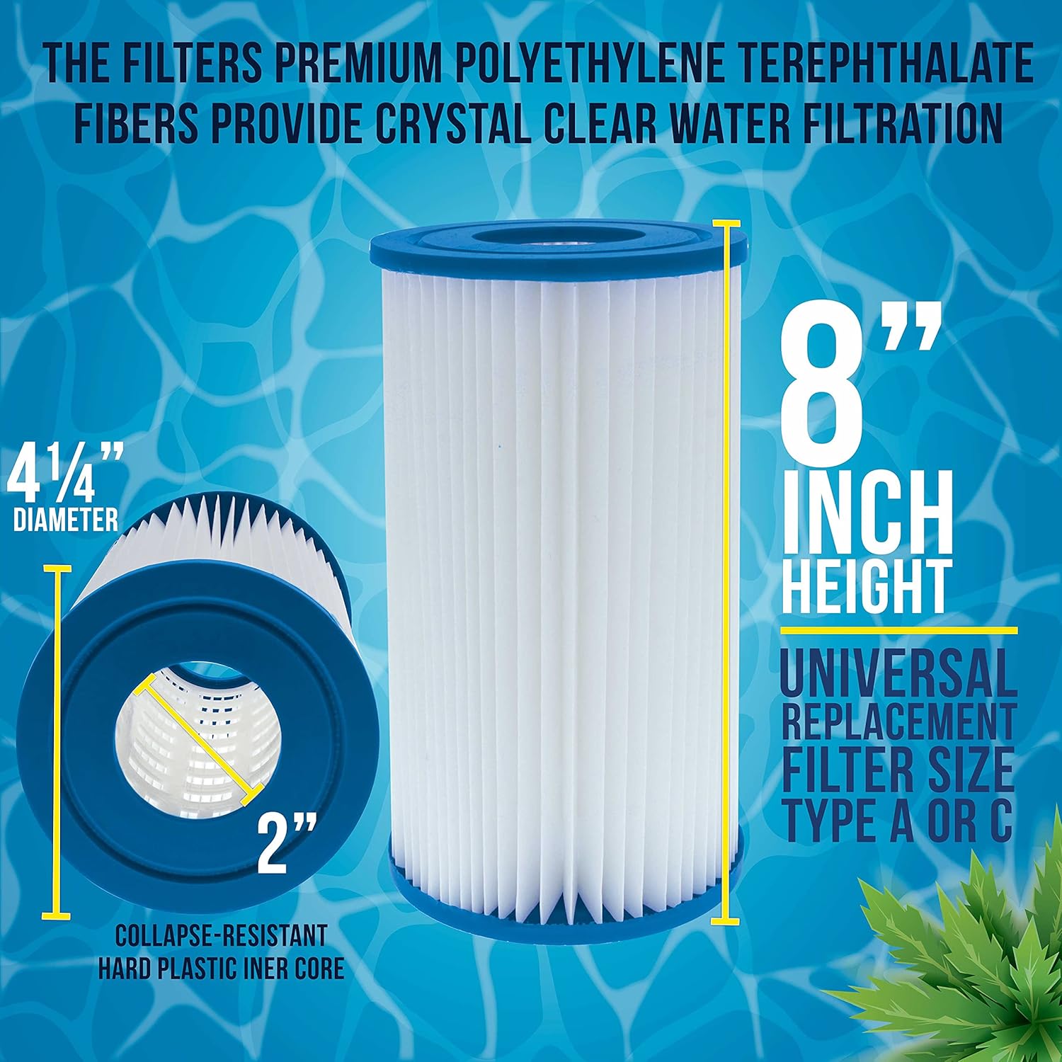 U.S Poo Suppl Pac o Universa Replacemen Filte Cartridges Typ o  Compatibl wit Abov Groun Swimmin Poo Pump Usin Typ o Filter Provide Premiu Clea Wate Filtration