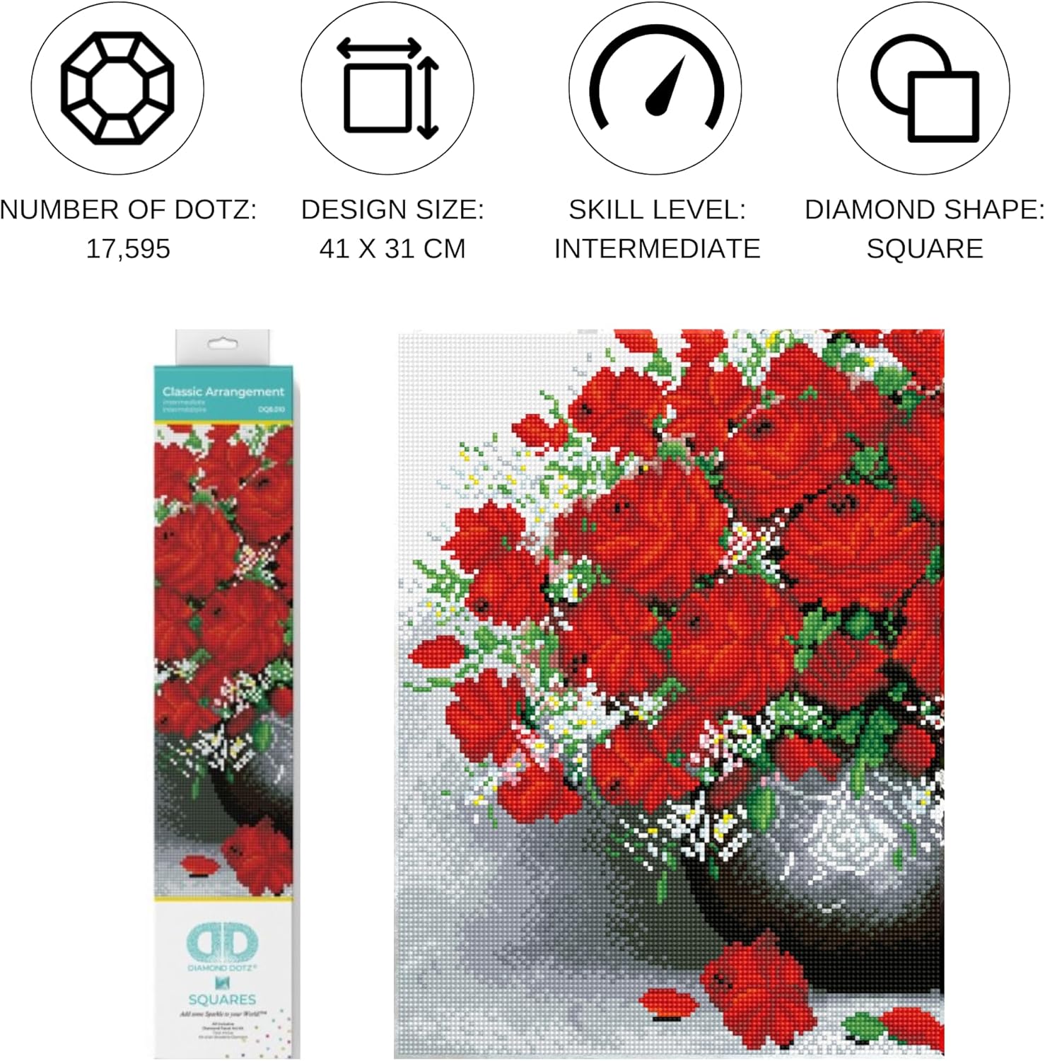 DIAMON DOT Classi Arrangemen Flower Diamon Paintin Kit fo Adult Diamon Ar Kit Relaxin Creativ Craf Ki wit Dot Gem 16.1inchx12.2inch