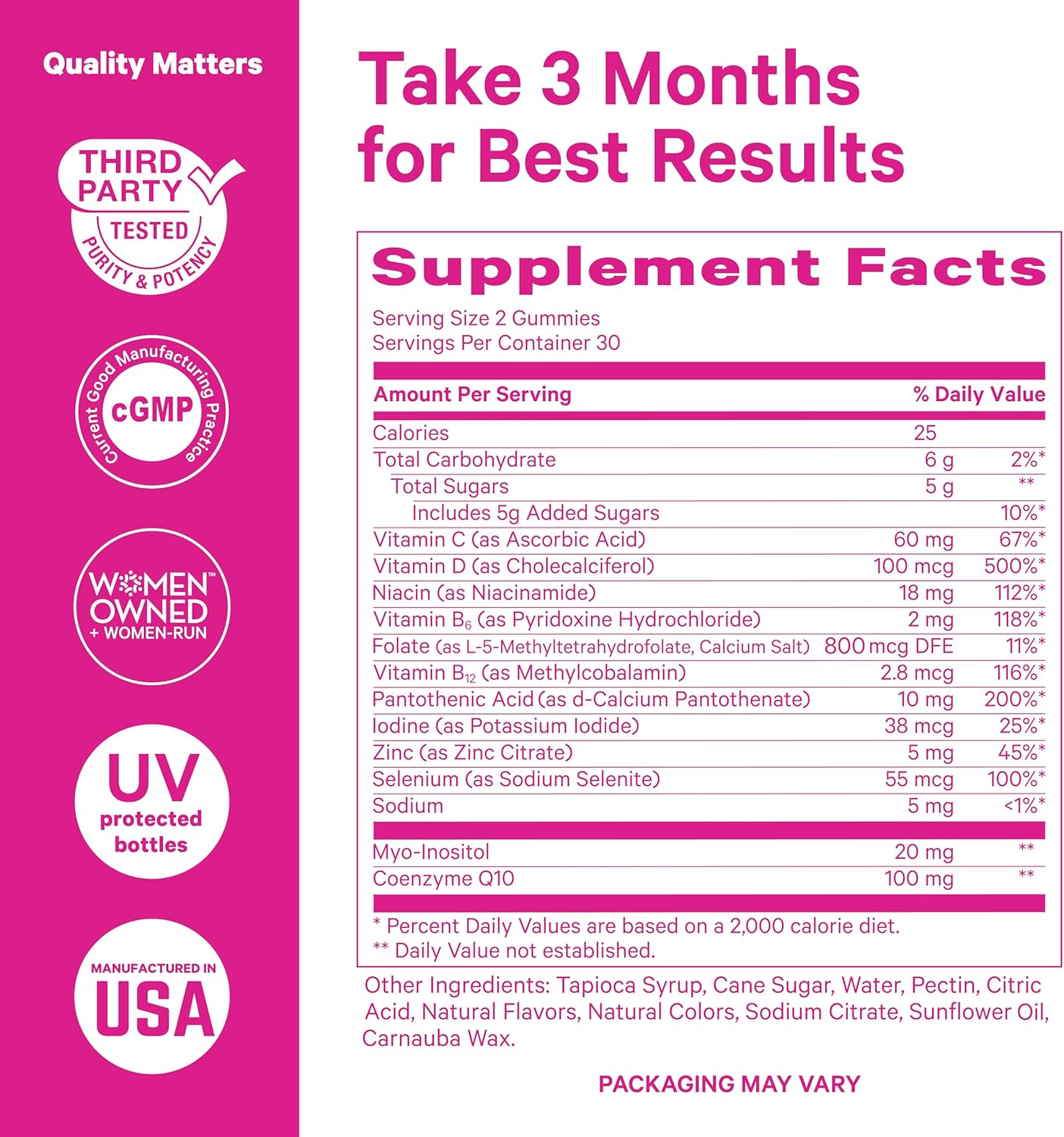 Pin Stor Premiu Fertilit Gummie Fertilit Supplement fo Wome wit CoQ10 Myo-Inosito Prenata Vitamin Conceptio Suppor Hormon Balanc fo Women Ovaria Car 6 Gummies
