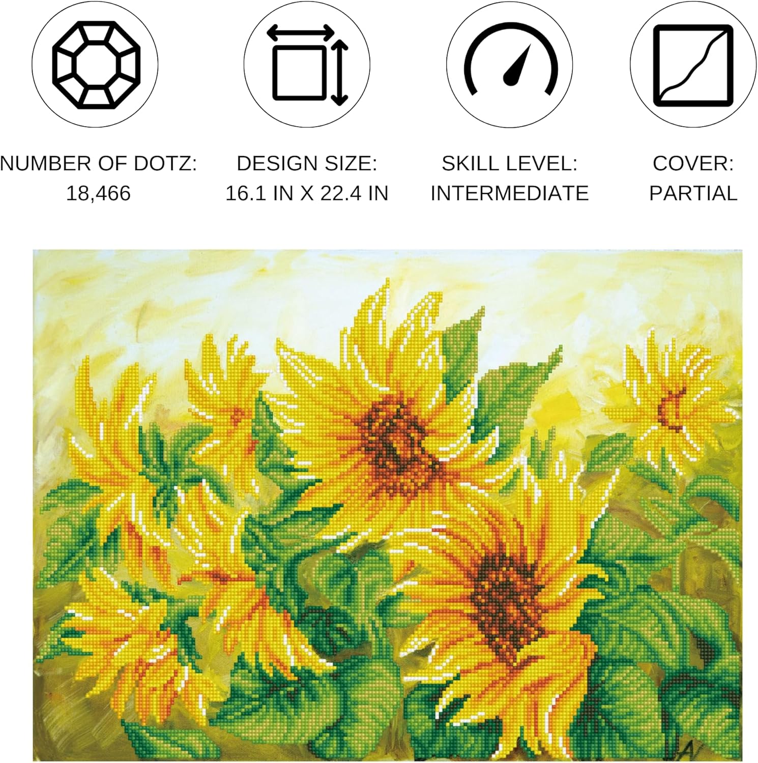 DIAMON DOT Haz Daz Sunflower Diamon Paintin Kit fo Adult Diamon Ar Kit Relaxin Creativ Craf Ki wit Dot Gem 16.1x22.4