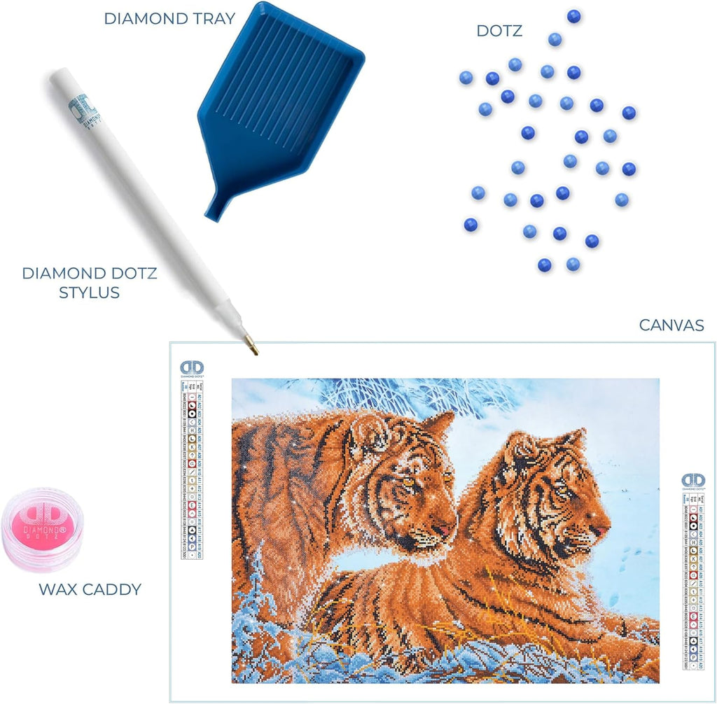 DIAMON DOT Tiger i Th Sno Anima Diamon Paintin Kit fo Adult Diamon Ar Kit Relaxin Creativ Craf Ki wit Dot Gem 20.5inchx28.3inch