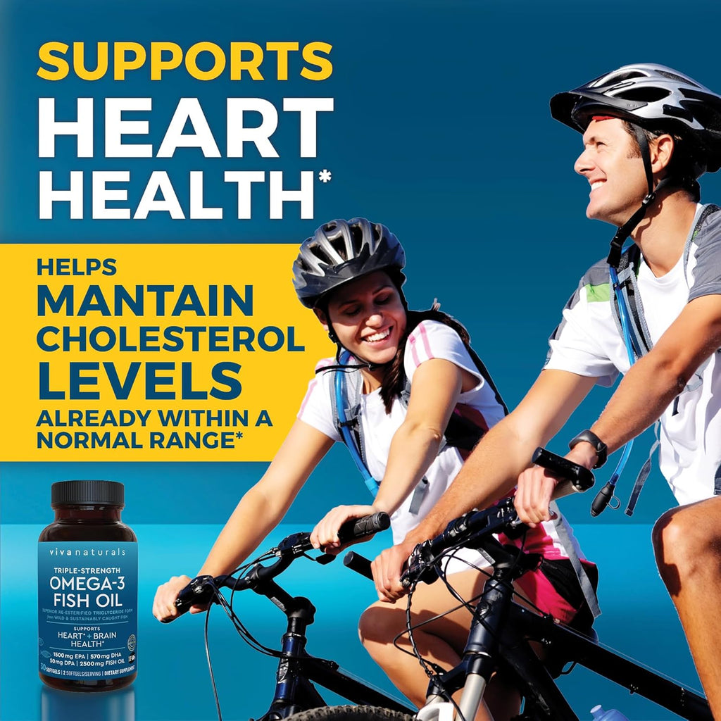 Viva Naturals Omega-3 Fish Oil, Triple Strength, 2500 mg, 30 Softgels ¨C Re-Esterified Omega 3 Fatty Acids Including EPA, DHA, DPA - Pascatarian-Friendly