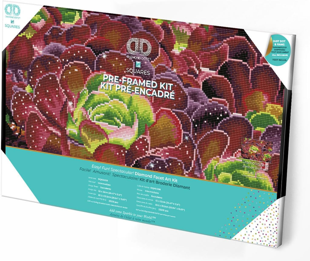 DIAMON DOT Succulent Pre-Frame Ki Plan Diamon Paintin Kit fo Adult Diamon Ar Kit Relaxin Creativ Craf Ki wit Dot Gem 20.5inchx12.6inch