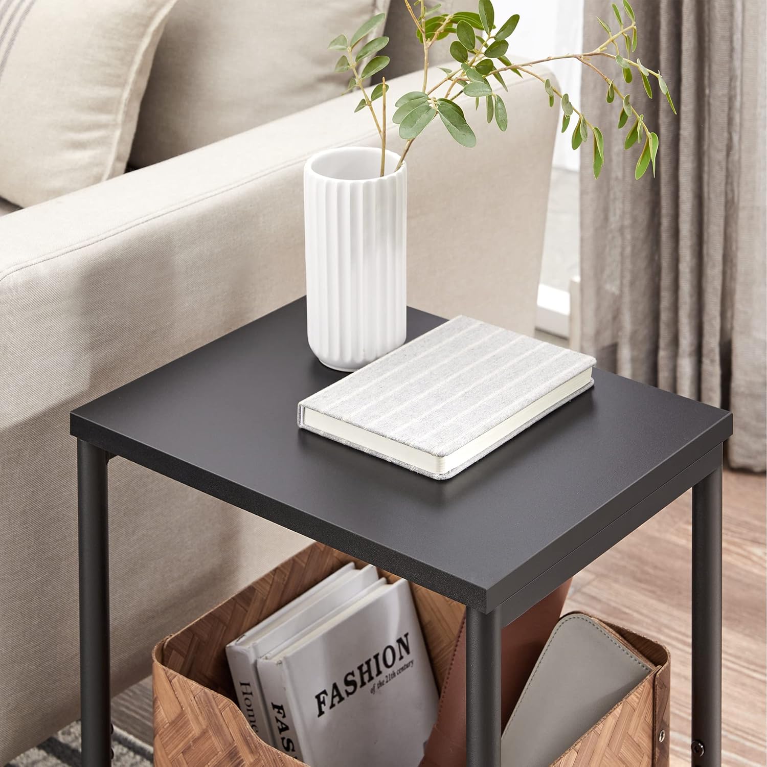 Side Table, Small End Table, Nightstand for Living Room, Bedroom, Office, Bathroom, Black ULET271B16