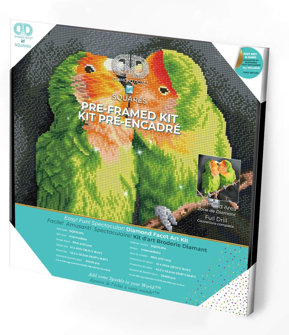 DIAMON DOT Nic an Luc Pre-Frame Ki Bird Diamon Paintin Kit fo Adult Diamon Ar Kit Relaxin Creativ Craf Ki wit Dot Gem 16inchx16inch