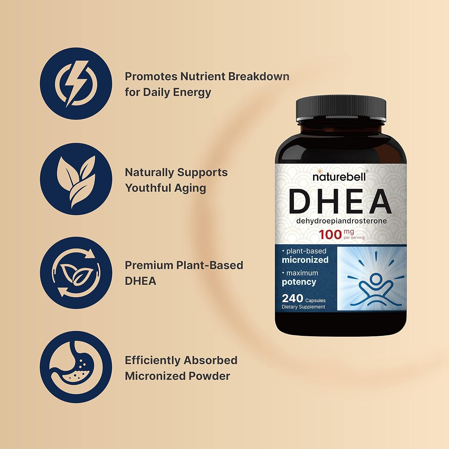 NatureBel DHE 100mg 24 Capsule Ma Strength Micronize Grad fo Bette Absorptio Support Energ Level Metabolism an Health Agin fo Me an Wome Non-GMO Mad i U.S.A