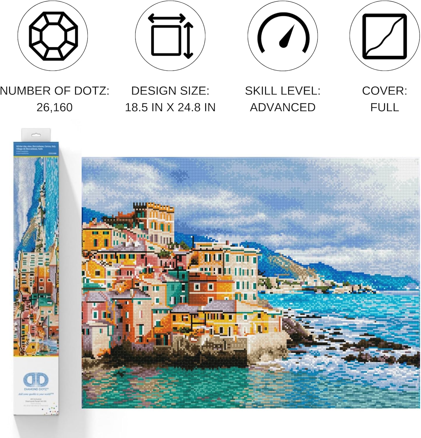 DIAMON DOT Winte Da View Boccadasse Genoa Ital Diamon Paintin Kit fo Adult Diamon Ar Kit Relaxin Creativ Craf Ki wit Dot Gem 18.5x24.8