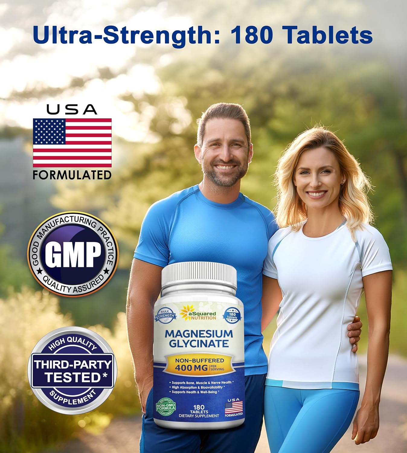 aSquare Nutritio Magnesiu Glycinat 400m 18 Tablet Ma Strengt Magnesiu Bisglycinat Supplemen -Maximu Bioavailabilit Absorption-Non-GM -No Buffered-Support Muscles Bone Heart