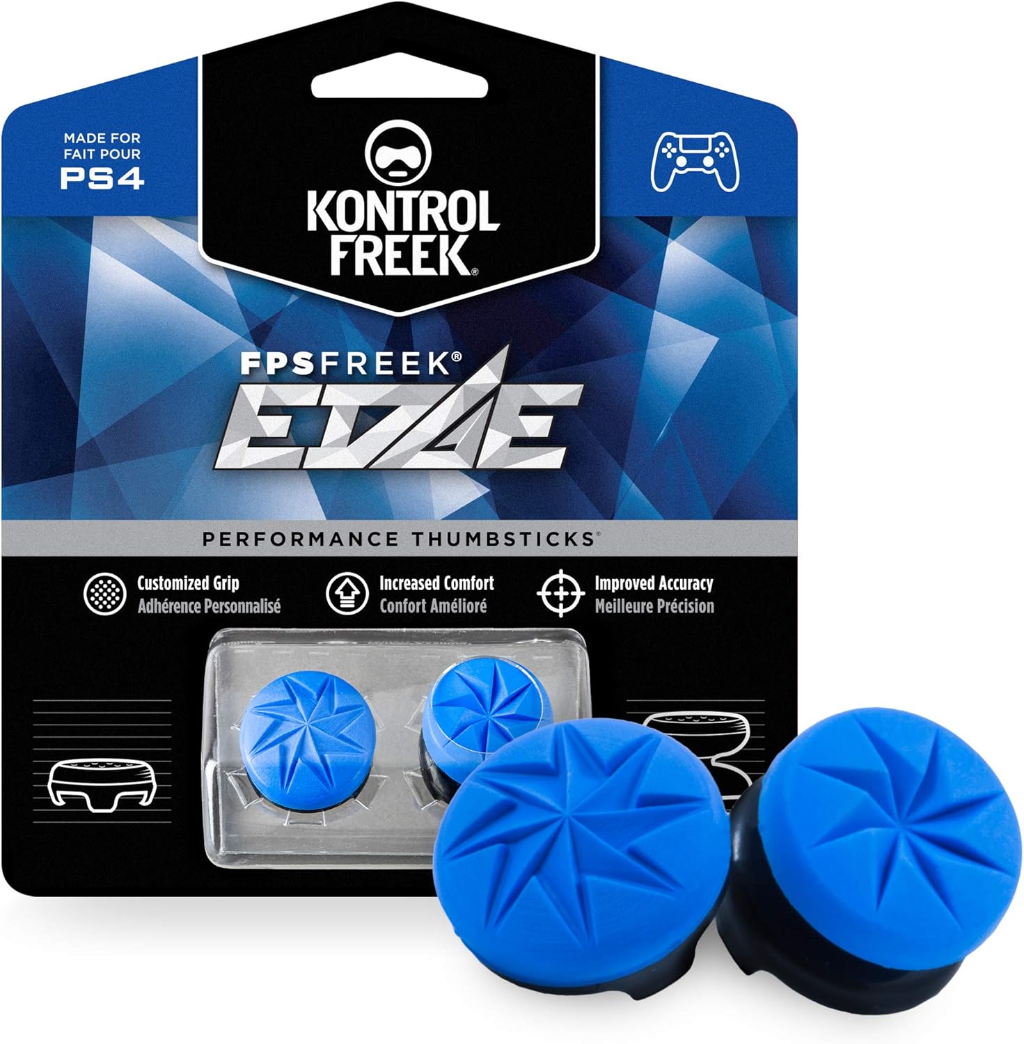 KontrolFree FP Free Edg fo PlayStatio (PS4 an PlayStatio (PS5 Performanc Thumbstick  High-Ris Convex Low-Ris Conve Blue