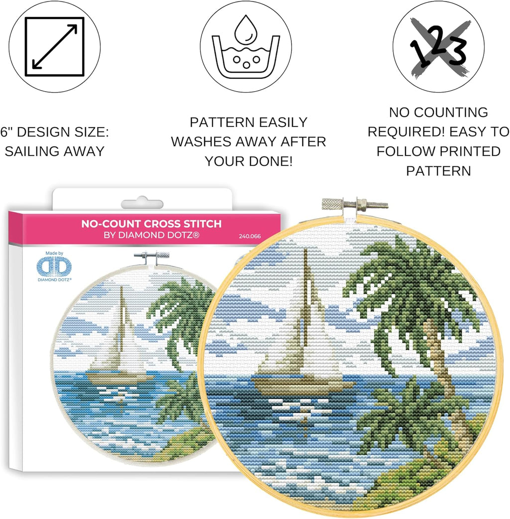 DIAMON DOT Kit N Coun Cros Stitc Sailin Away Stampe Cros Stitc Kit fo Adult wit Stunnin Cros Stitc Pattern fo Relaxin an Creativ Craf Project