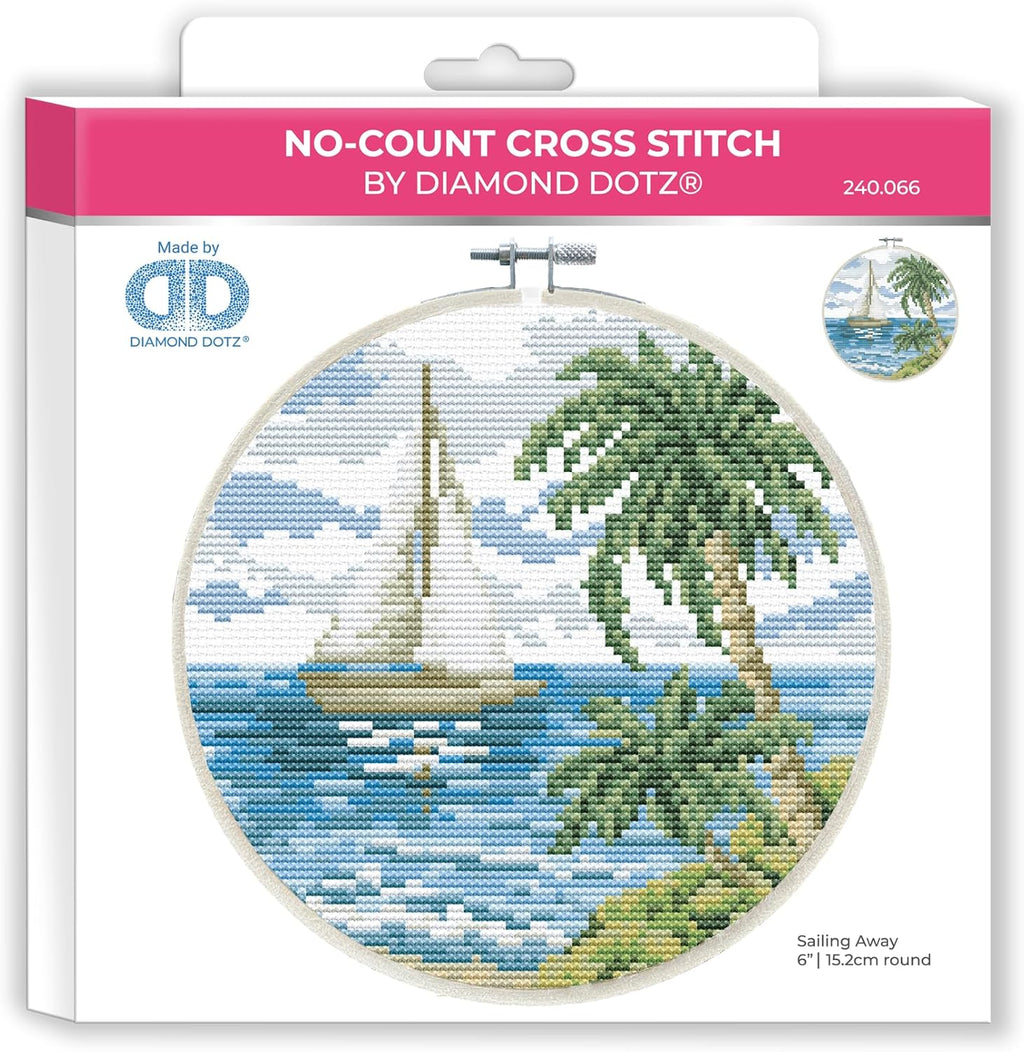 DIAMON DOT Kit N Coun Cros Stitc Sailin Away Stampe Cros Stitc Kit fo Adult wit Stunnin Cros Stitc Pattern fo Relaxin an Creativ Craf Project