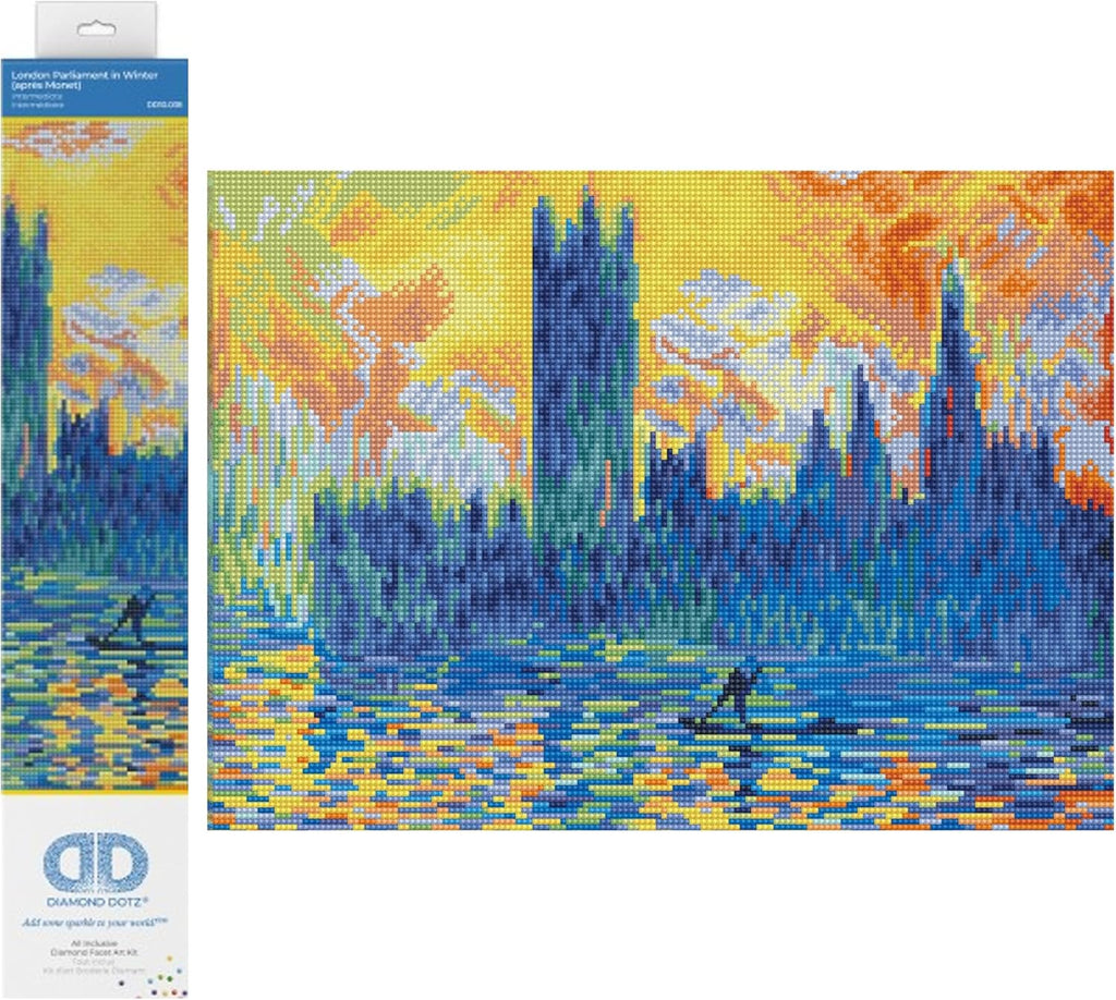 DIAMON DOT Londo Parliamen i Winte (apr? Monet Landscap Diamon Paintin Kit fo Adult Diamon Ar Kit Relaxin Creativ Craf Ki wit Dot Gem 18.1inchx16.1inch