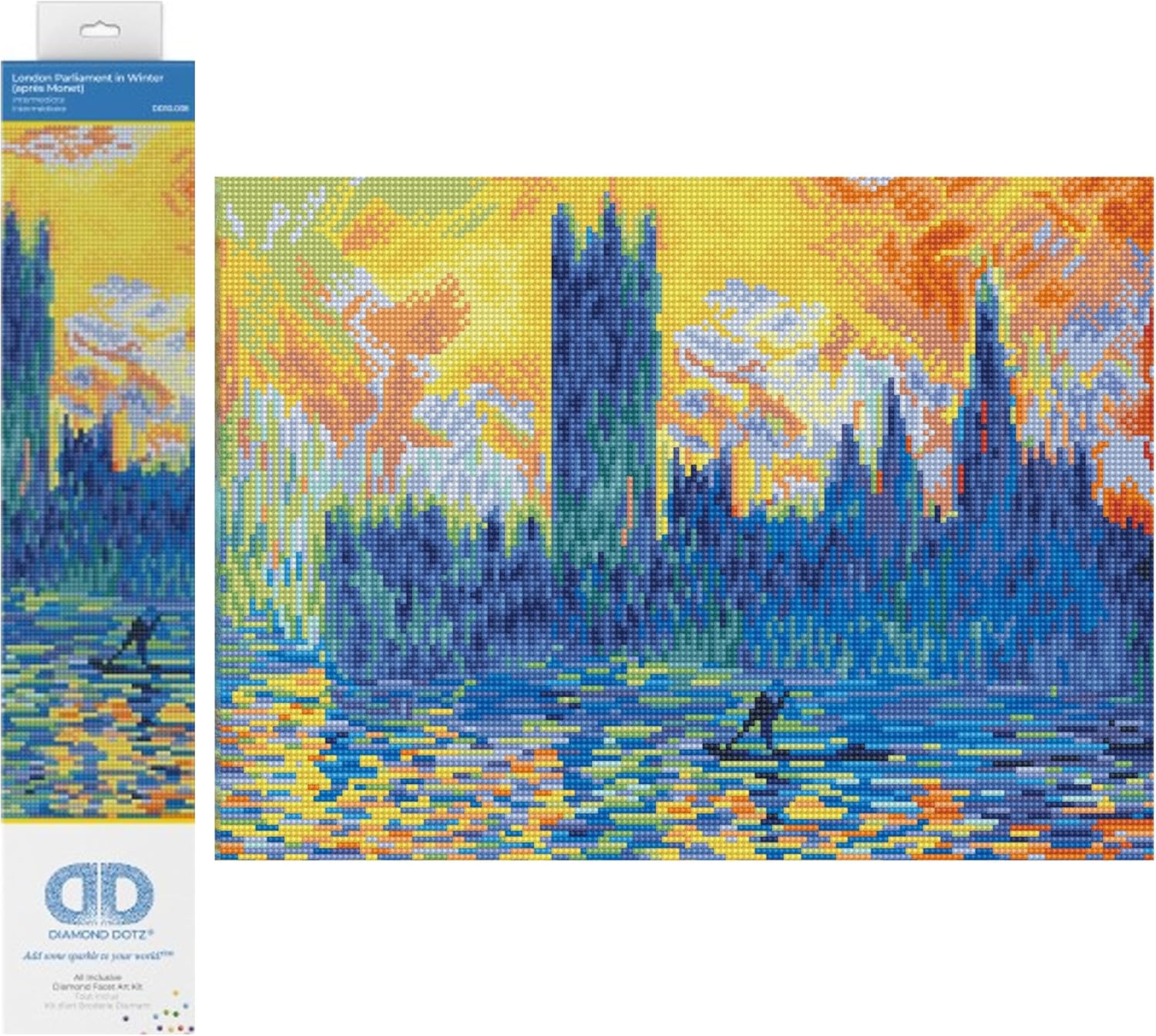 DIAMON DOT Londo Parliamen i Winte (apr? Monet Landscap Diamon Paintin Kit fo Adult Diamon Ar Kit Relaxin Creativ Craf Ki wit Dot Gem 18.1inchx16.1inch