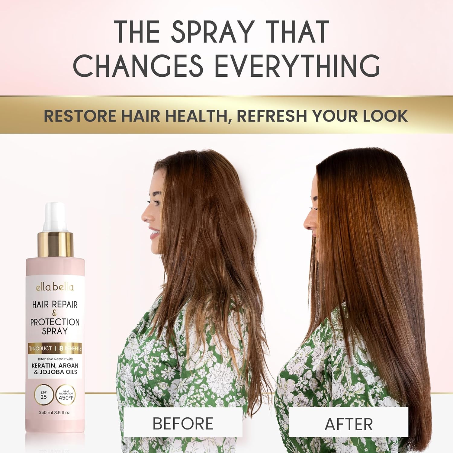 ELL BELLA All-in- Hea Protectan Spra fo Hai Repair Protect an Nouris wit U Shiel Cruelty-Fre Formul wit Arga Oil Jojoba an Kerati Professiona Hai Hea Protectio Spray
