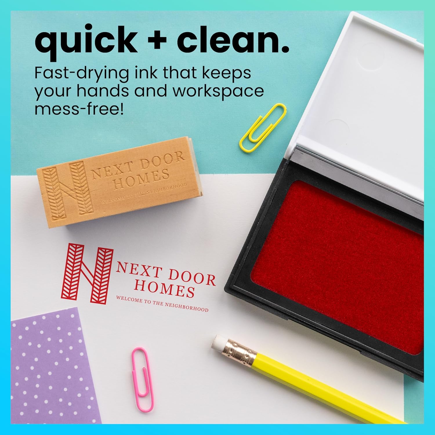 ExcelMark Ink Pad for Rubber Stamps 1-7/8inch x 3-1/8inch- Red