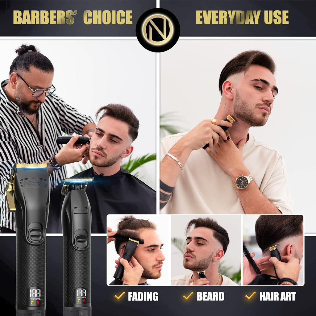 Novah Professiona Hai Clipper fo Men Professiona Barbe Clipper an Trimme Set Men Cordles Hai Clippe fo Barber Haircu Fadin Ki Fad Gold