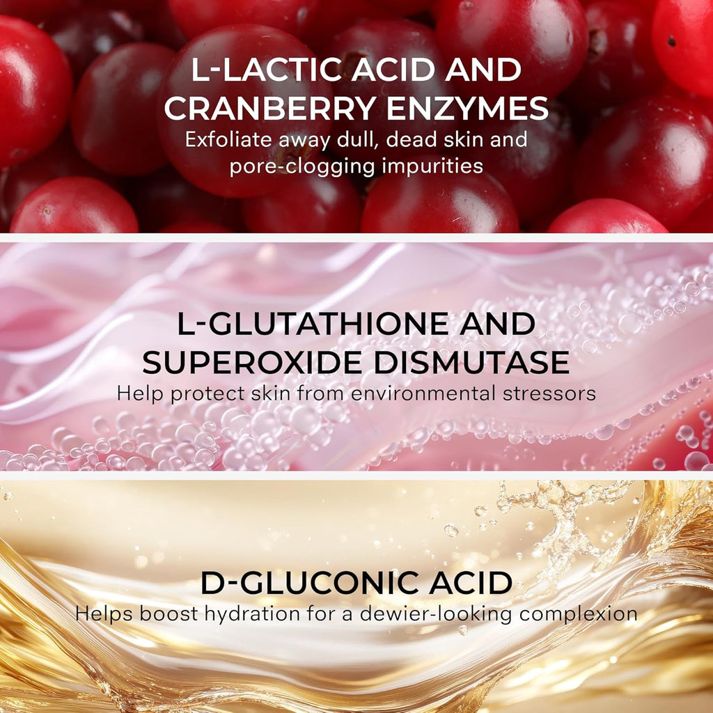 COSMEDI Pur Enzyme Cranberr Exfoliatin Facia Mas Skincar Nutrient-Ric Hydratin Fac Mas fo Dr Dul Ski Gentl Exfoliate Soften fo Plumper Radian Glo 6  oz