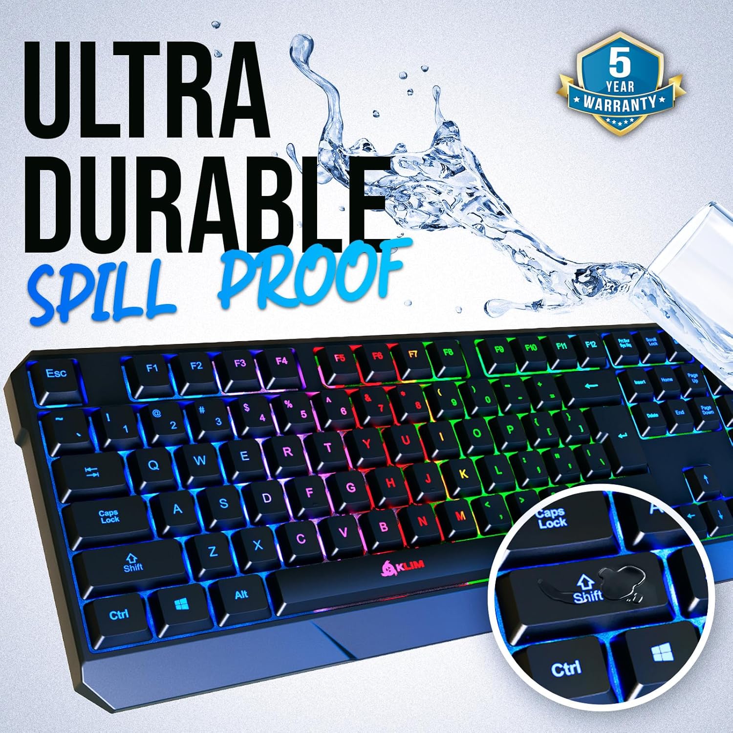 KLI Chrom US RG Gamin Keyboard Wire P Compute Keyboard Membrane Waterproo Durable m Response PS4/PS Ma Compatible