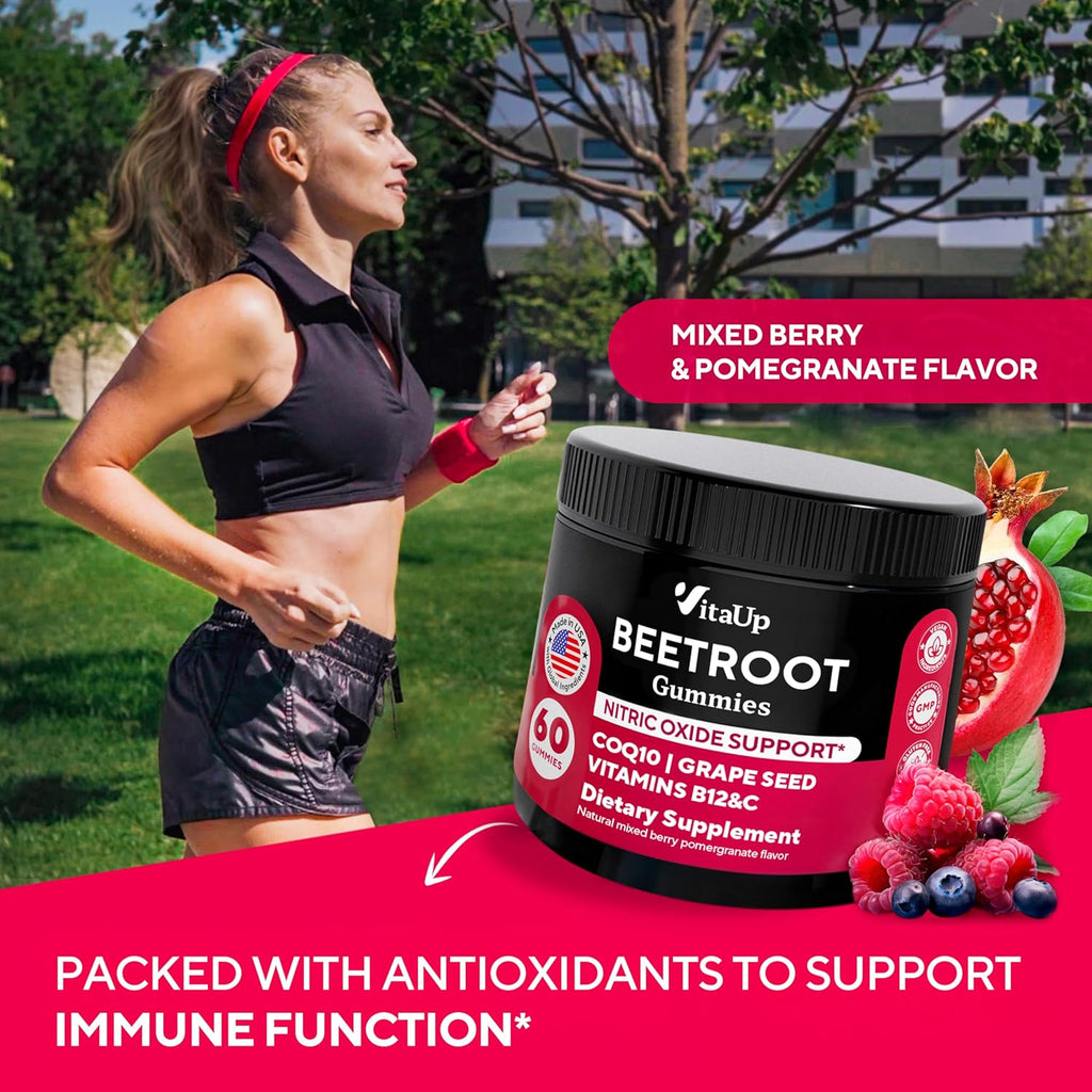 Beet Root Gummies ¨C Beet Gummies ¨C Red Beets Supplements with Beetroot, Grape Seed, Coq10, Vitamin C & B12 ¨C 60 Beet Chews